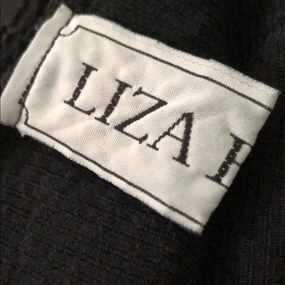 liza bruce black knit tank dress 1990s Documented Liza Bruce Mesh Cut Out Dress